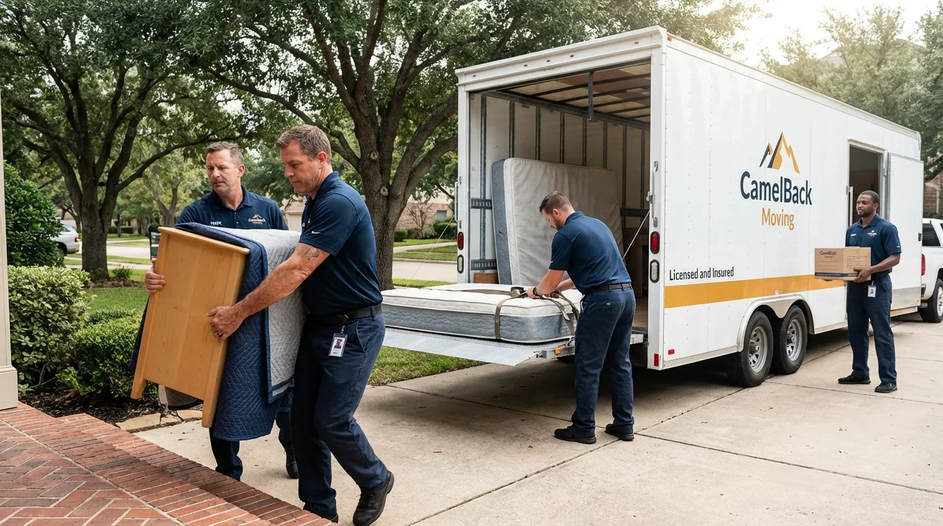 Crew loading residential truck for cross-state move from Langdon, ND