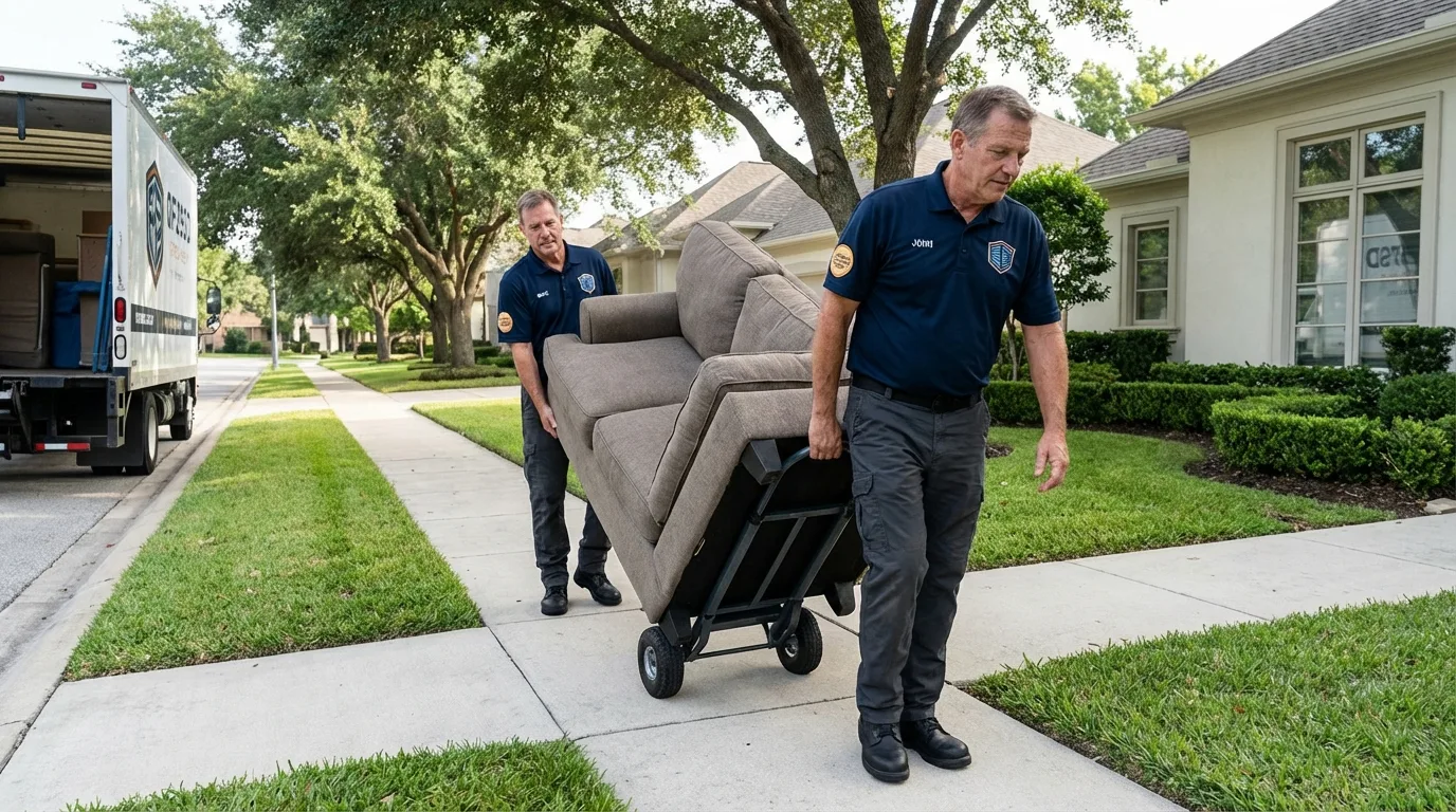 Local residential moving crew loading furniture in Langdon, ND